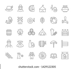 Set of vector line icons of octoberfest for modern concepts, web and apps.