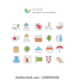 Set of vector line icons of octoberfest for modern concepts, web and apps.