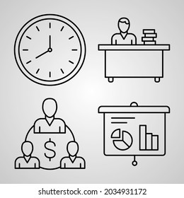 Set of Vector Line Icons of Office