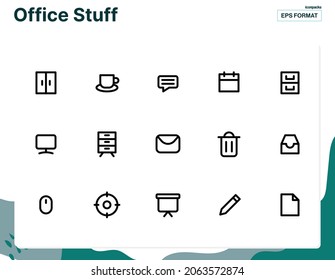 Set of vector line icons office stuff  set for modern concepts, website, apps, and ads.
