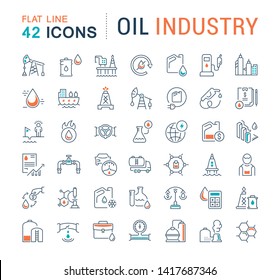 Set of vector line icons of oil industry for modern concepts, web and apps. 