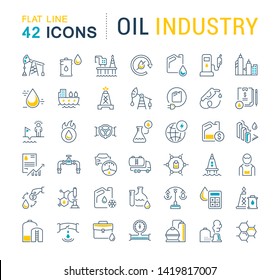 Set of vector line icons of oil industry for modern concepts, web and apps. 