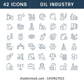 Set of vector line icons of oil industry for modern concepts, web and apps. 