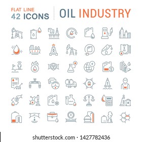 Set of vector line icons of oil industry for modern concepts, web and apps. 