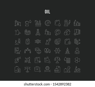 Set of vector line icons of oil industry for modern concepts, web and apps. 