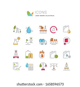 Set of vector line icons of oil industry for modern concepts, web and apps. 