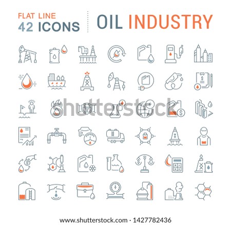 Set of vector line icons of oil industry for modern concepts, web and apps. 