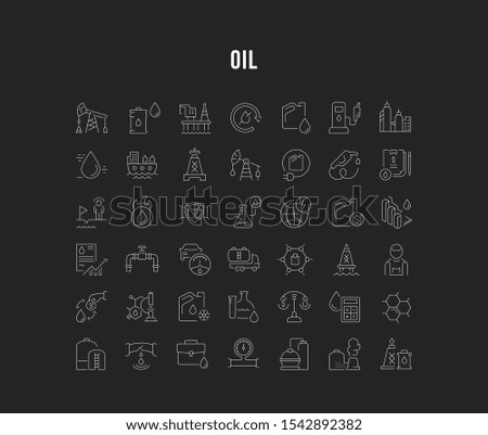 Set of vector line icons of oil industry for modern concepts, web and apps. 