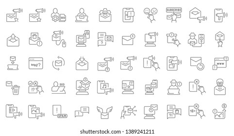 Set of vector line icons of online advertising for modern concepts, web and apps.