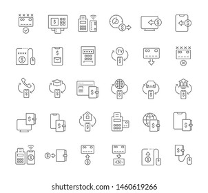 Set of vector line icons of online payments for modern concepts, web and apps.