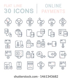 Set of vector line icons of online payments for modern concepts, web and apps.