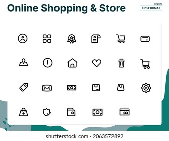 Set of vector line icons online store set for modern concepts, website, apps, and ads.