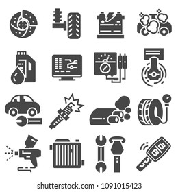 Set vector line icons with open path car service, auto repair and transport with elements for mobile concepts and web apps.