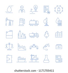 Set vector line icons with open path oil industry, power and energy production, mining minerals with elements for mobile concepts and web apps. Collection modern infographic logo and pictogram
