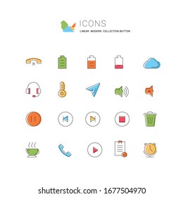 Set vector line icons with open path mobile design and development with elements for mobile concepts and web apps. Collection modern infographic logo and pictogram.