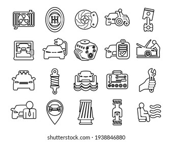 Set vector line icons with open path cars elements for mobile concepts and web apps. Collection modern infographic logo and pictogram