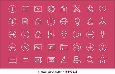 Set vector line icons with open path mobile design and development with elements for  concepts and web apps. Collection modern infographic logo and pictogram.