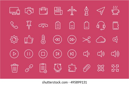 Set vector line icons with open path  design and development with elements for mobile concepts and web apps. Collection modern infographic logo and pictogram.