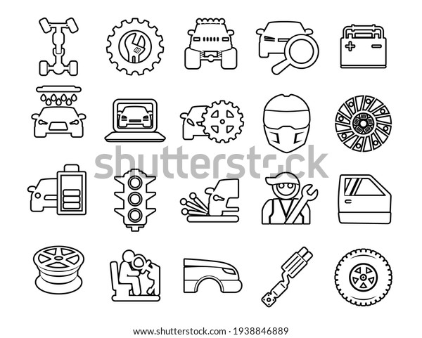 Set vector line icons with open path cars\
elements for mobile concepts and web apps. Collection modern\
infographic logo and\
pictogram