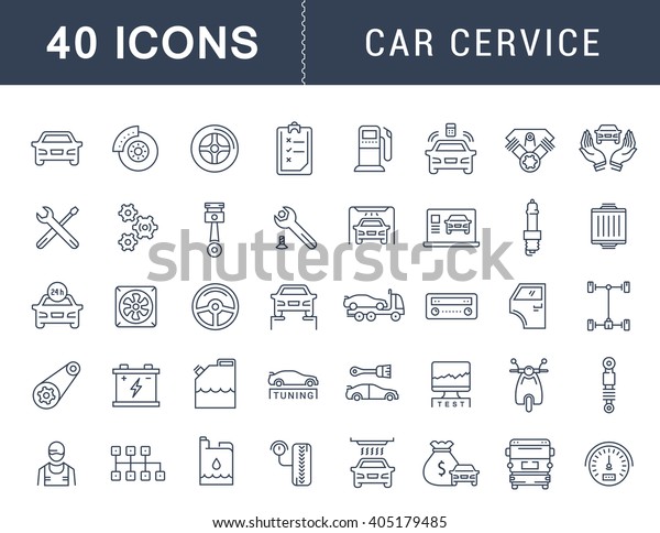 Set
vector line icons with open path car service, auto repair and
transport with elements for mobile concepts and web apps.
Collection modern infographic logo and
pictogram.