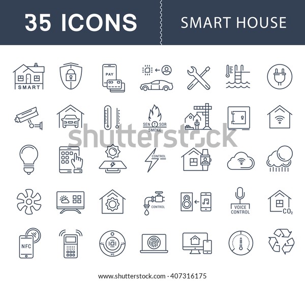 Set\
vector line icons with open path smart home, smart systems and\
technology with elements for mobile concepts and web apps.\
Collection modern infographic logo and\
pictogram.