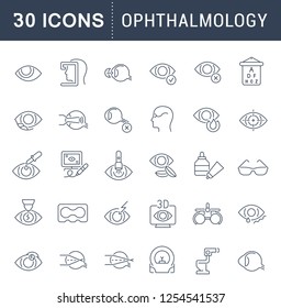 Set of vector line icons of ophthalmology for modern concepts, web and apps.
