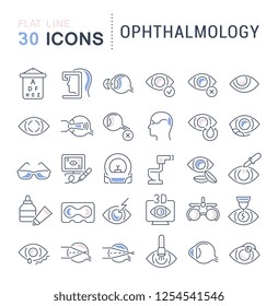 Set of vector line icons of ophthalmology for modern concepts, web and apps.