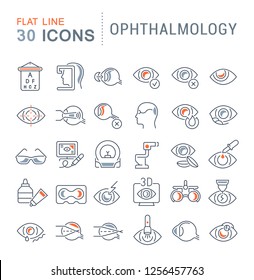 Set of vector line icons of ophthalmology for modern concepts, web and apps.