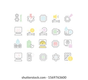Set of vector line icons of overclocking for modern concepts, web and apps.