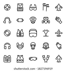 Conjunto de iconos de línea vectorial del equipo de protección personal para conceptos modernos, web y aplicaciones.
