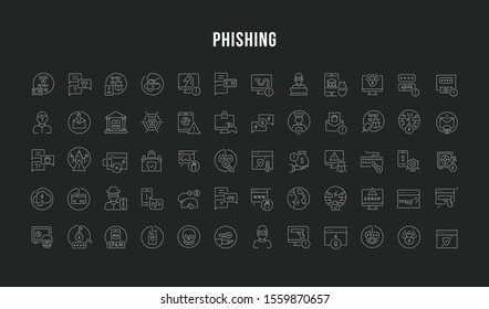 Set of vector line icons of phishing for modern concepts, web and apps.