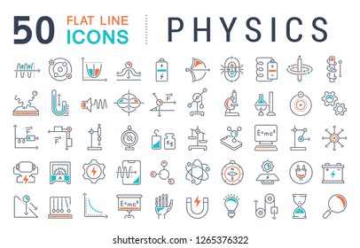 Set of vector line icons of physics for modern concepts, web and apps. 