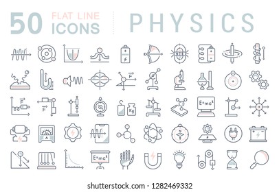 Set of vector line icons of physics for modern concepts, web and apps.  - Shutterstock ID 1282469332