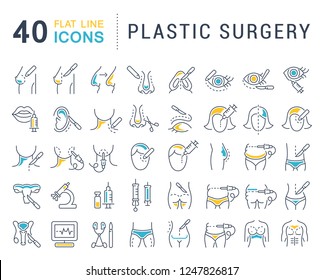 Set of vector line icons of plastic surgery for modern concepts, web and apps.