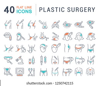 Set of vector line icons of plastic surgery for modern concepts, web and apps.