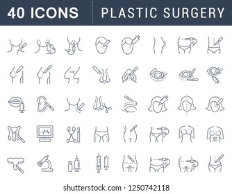 Set of vector line icons of plastic surgery for modern concepts, web and apps.