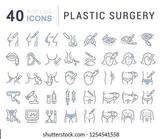 Set of vector line icons of plastic surgery for modern concepts, web and apps.