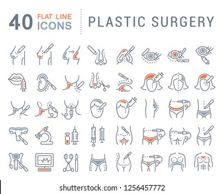 Set of vector line icons of plastic surgery for modern concepts, web and apps.