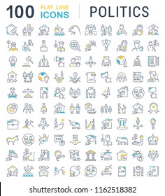 Set of vector line icons of politics for modern concepts, web and apps.