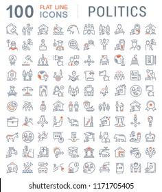 Set of vector line icons of politics for modern concepts, web and apps.