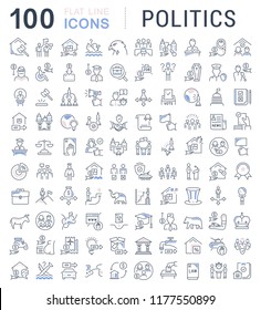 Set of vector line icons of politics for modern concepts, web and apps.