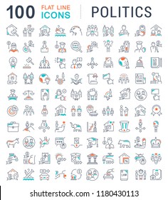 Set of vector line icons of politics for modern concepts, web and apps.