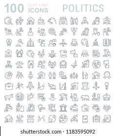 Set of vector line icons of politics for modern concepts, web and apps.