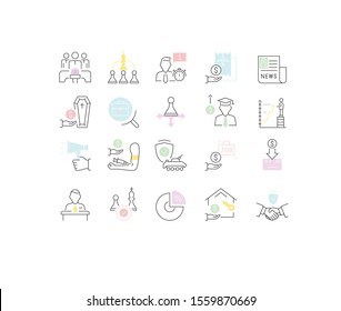 Set of vector line icons of politics and the state for modern concepts, web and apps.