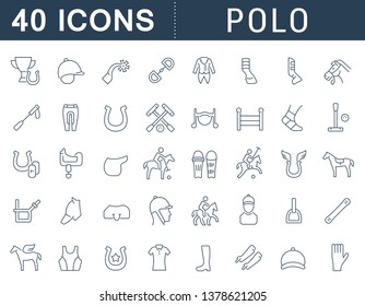 Set of vector line icons of polo for modern concepts, web and apps.