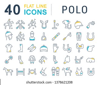 Set of vector line icons of polo for modern concepts, web and apps.