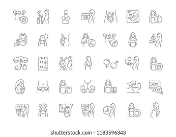 Set of vector line icons of pregnancy for modern concepts, web and apps.