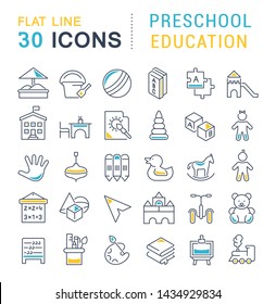 Set of vector line icons of preschool education for modern concepts, web and apps.