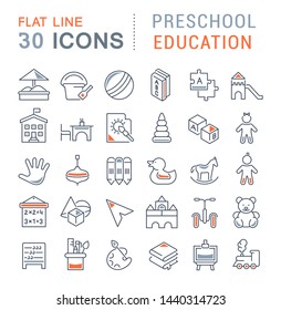 Set of vector line icons of preschool education for modern concepts, web and apps.