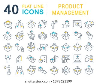 Set of vector line icons of product management for modern concepts, web and apps. 